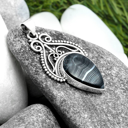Crown Of Silver Psilomelane - Black Malachite Pendant P-1541 SDP103568