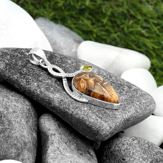 Natural Rock Calcy & Citrine Pendant P-1111 SDP104207