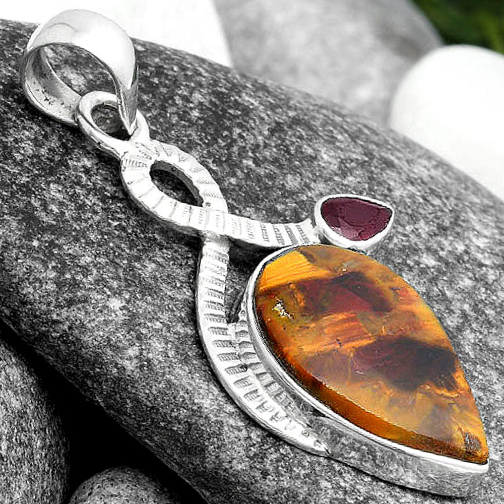 Natural Pietersite - Namibia & Garnet Pendant P-1111 SDP104208