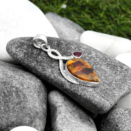 Natural Pietersite - Namibia & Garnet Pendant P-1111 SDP104208