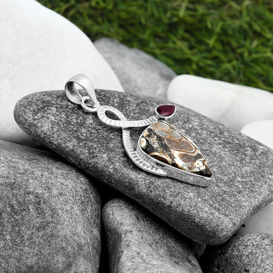 Natural Rock Calcy & Garnet Pendant P-1111 SDP104212