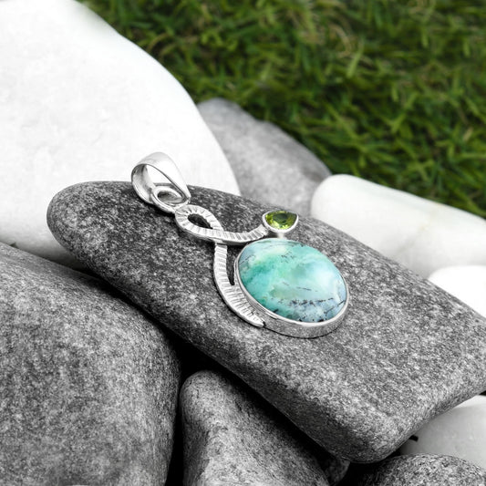 Dendritic Chrysoprase - Africa & Peridot Pendant P-1111 SDP104214