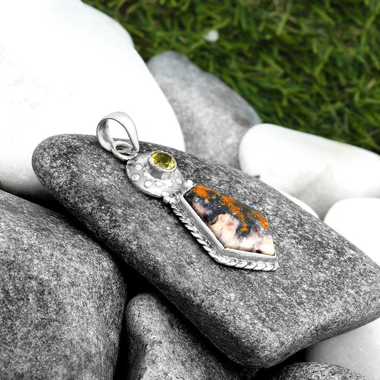Natural Indian Blanket Jasper & Citrine Pendant P-1299 SDP104289