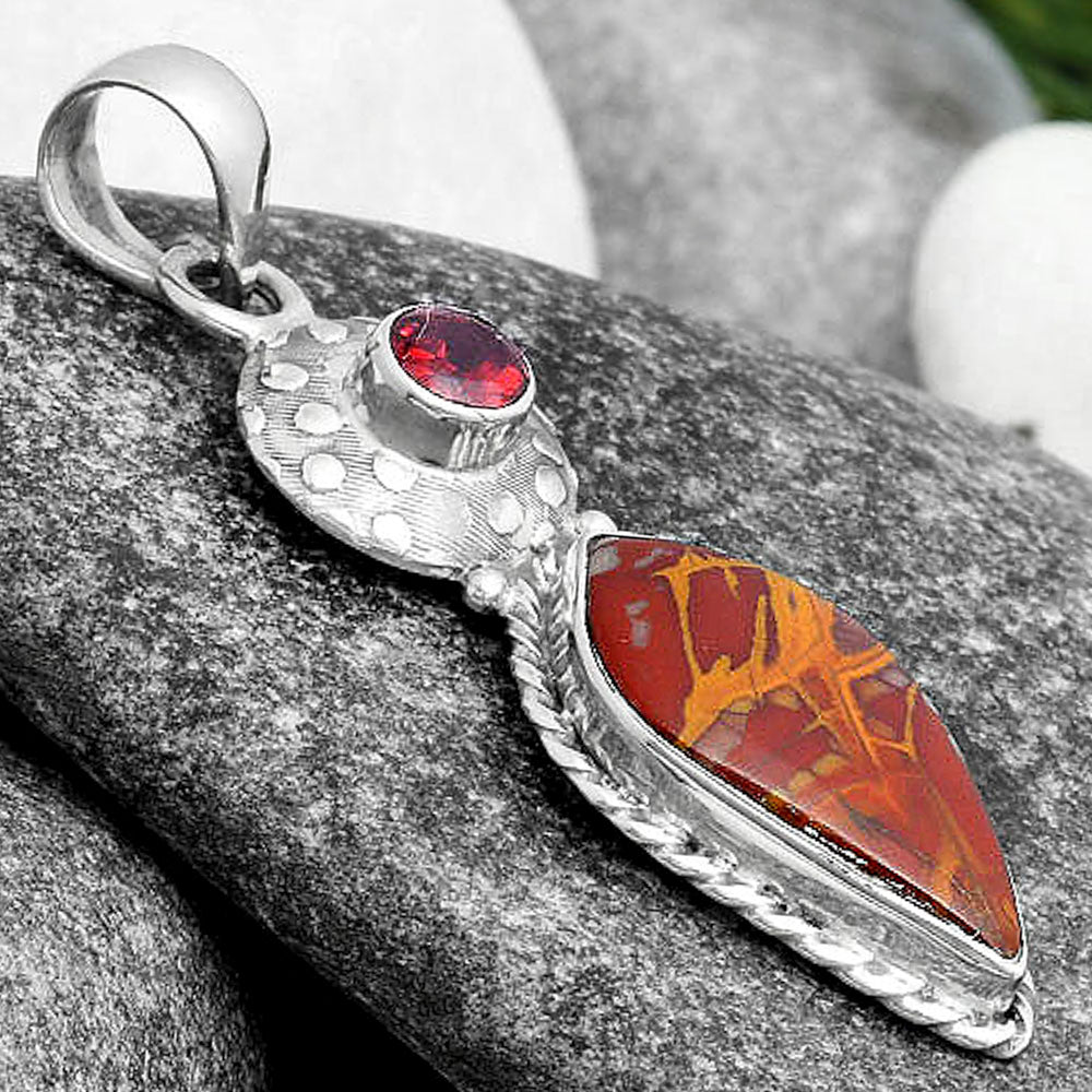 Natural Noreena Jasper & Garnet Pendant P-1299 SDP104291