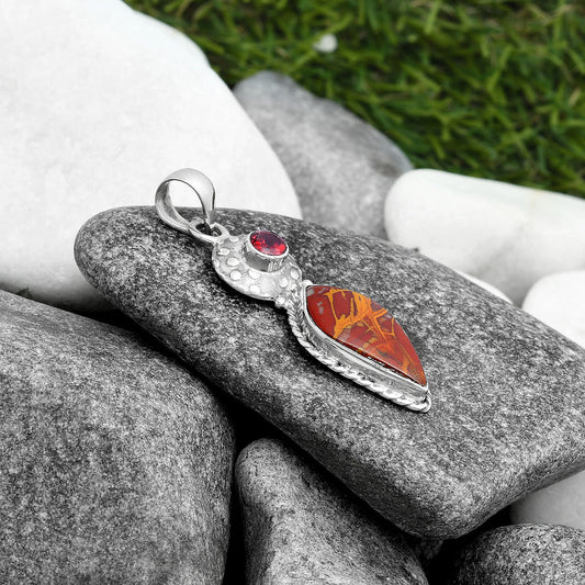 Natural Noreena Jasper & Garnet Pendant P-1299 SDP104291