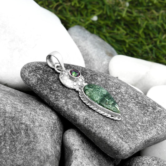 Russian Seraphinite & Mystic Topaz Pendant P-1299 SDP104293