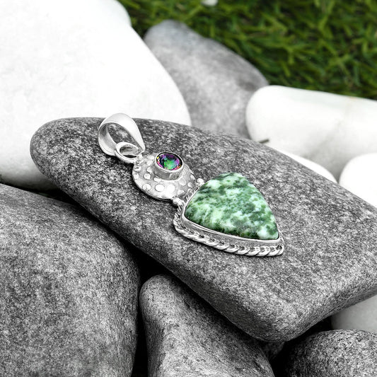 Natural Dioptase & Mystic Topaz Pendant P-1299 SDP104320