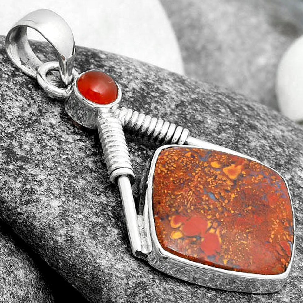 Natural Red Moss Agate & Carnelian Pendant P-1600 SDP104335