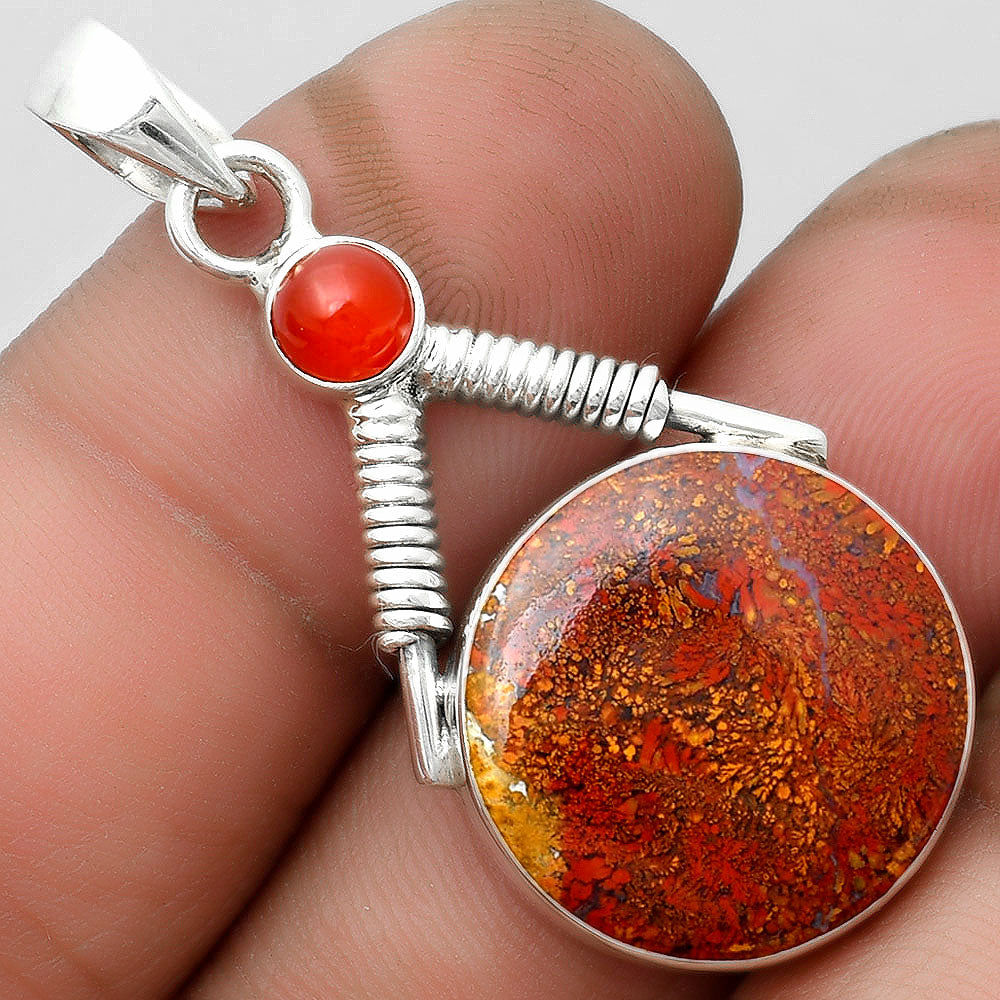 Natural Red Moss Agate & Carnelian Pendant P-1600 SDP104349