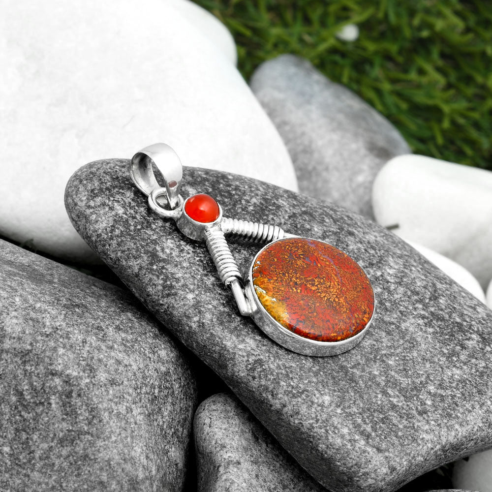 Natural Red Moss Agate & Carnelian Pendant P-1600 SDP104349