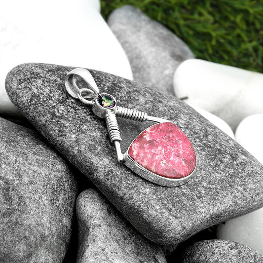 Pink Thulite - Norway & Mystic Topaz Pendant P-1600 SDP104356