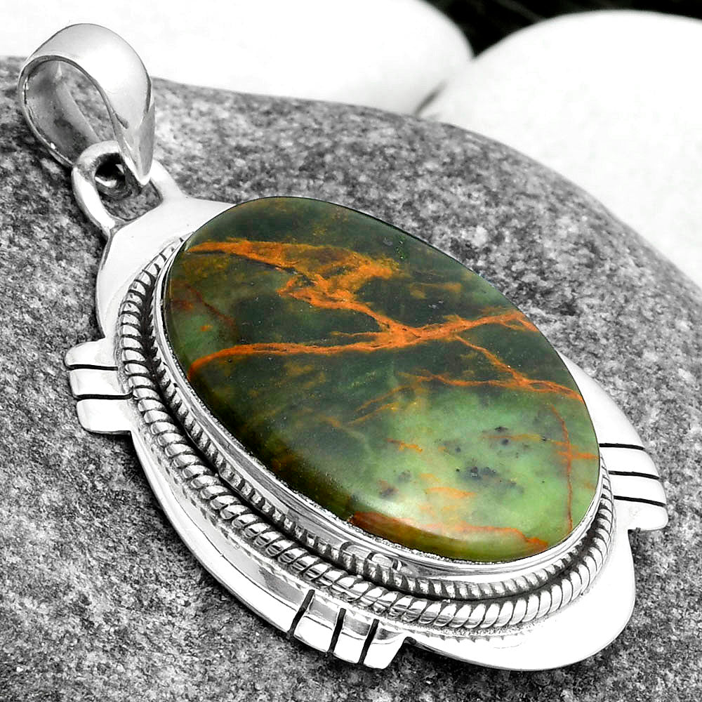 Natural Turkish Rainforest Chrysocolla Pendant P-1463 SDP104517