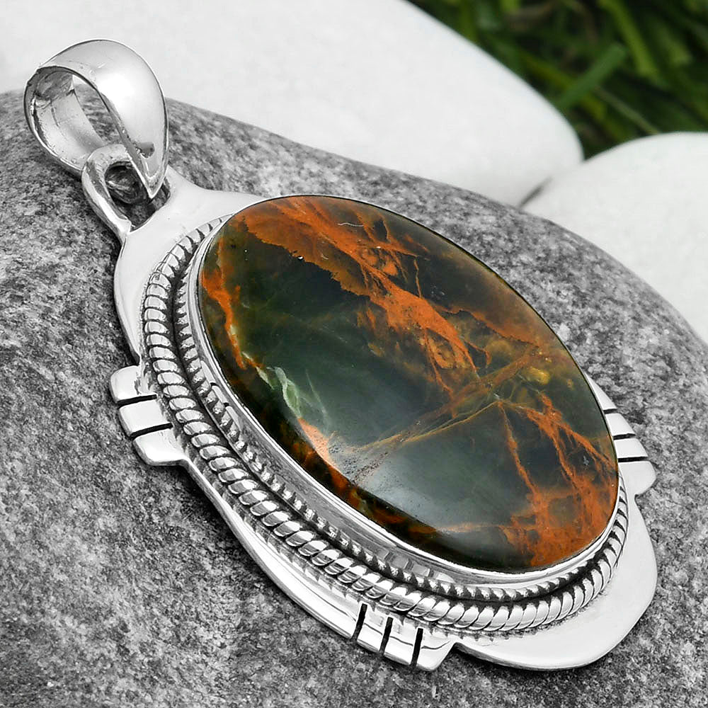 Natural Turkish Rainforest Chrysocolla Pendant P-1463 SDP104527