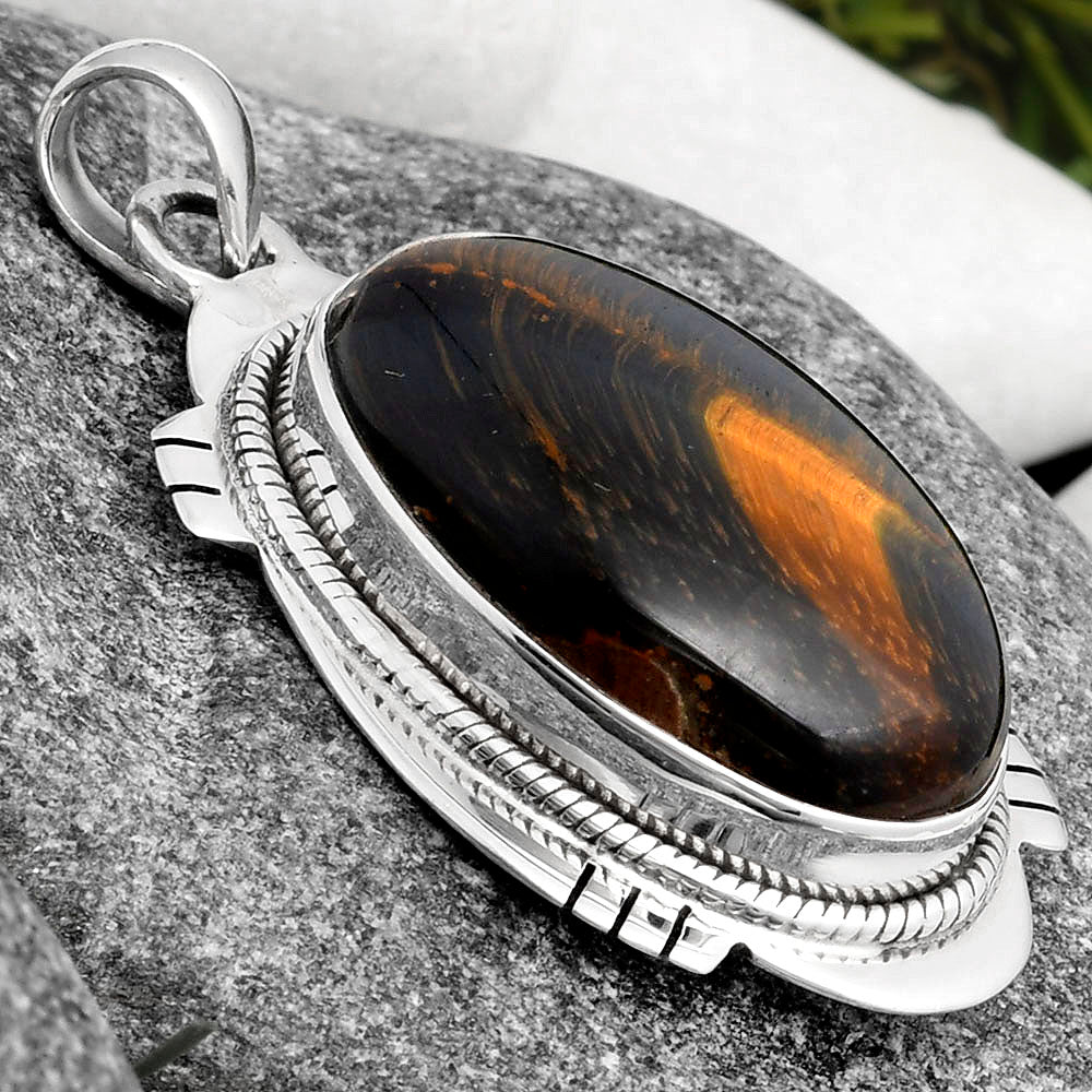 Natural Blue Tiger Eye Pendant P-1463 SDP104531