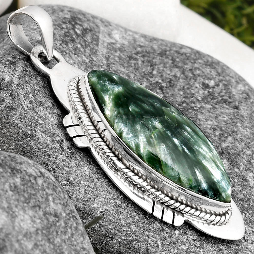Natural Russian Seraphinite Pendant P-1463 SDP104540