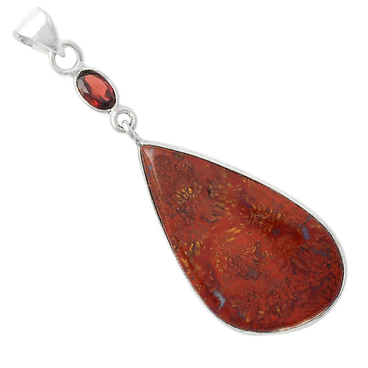 Natural Red Moss Agate & Garnet Pendant P-1098 SDP104952