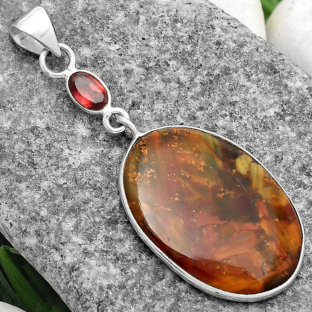 Natural Pietersite - Namibia & Garnet Pendant P-1098 SDP104966