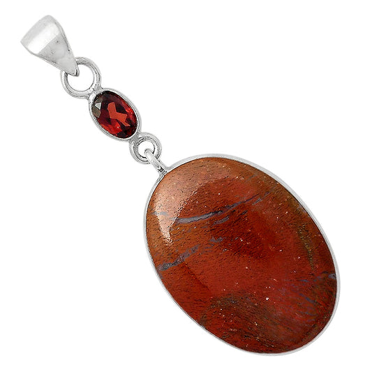 Natural Red Moss Agate & Garnet Pendant P-1098 SDP104990