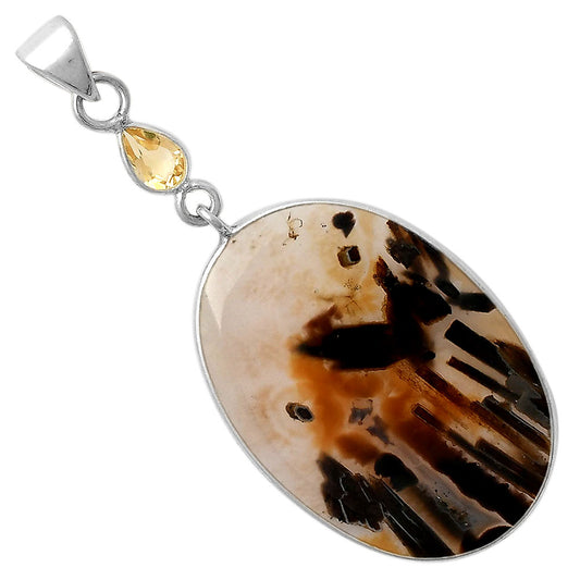Natural Tube Agate Turkish & Citrine Pendant P-1098 SDP105023