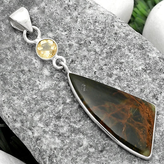 Turkish Rainforest Chrysocolla & Citrine Pendant P-1098 SDP105117