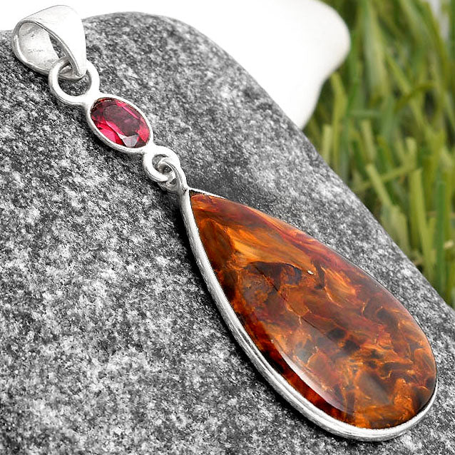 Natural Pietersite - Namibia & Garnet Pendant P-1098 SDP105184