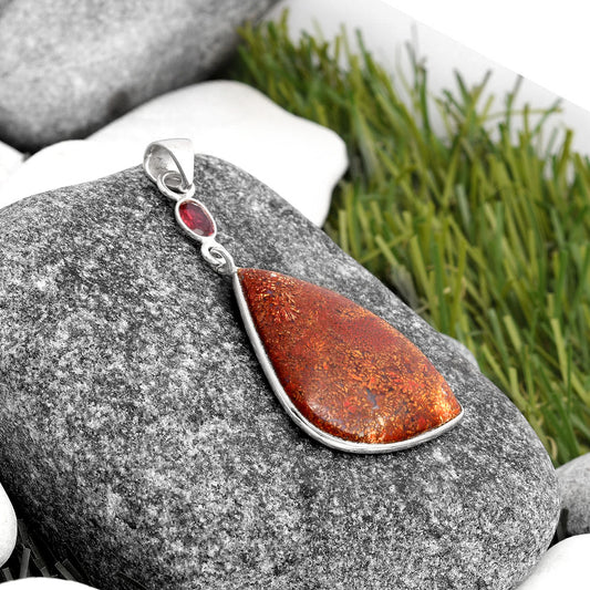 Natural Red Moss Agate & Garnet Pendant P-1098 SDP105190