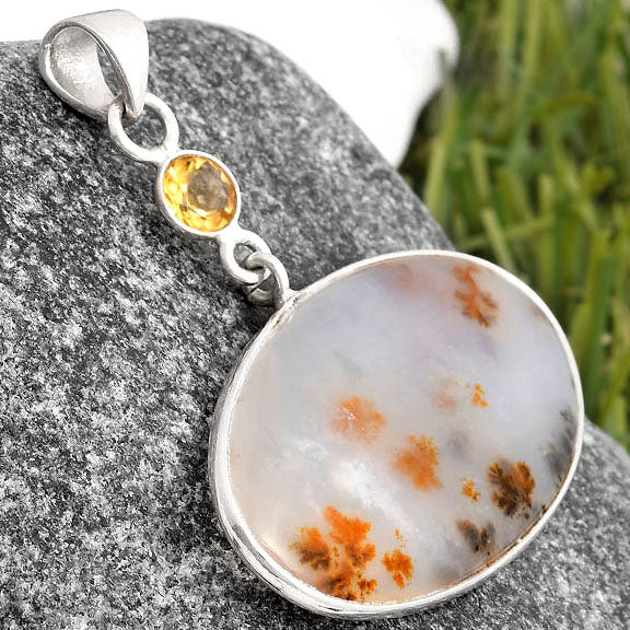 Robinson Ranch Plume Agate & Citrine Pendant P-1098 SDP105198