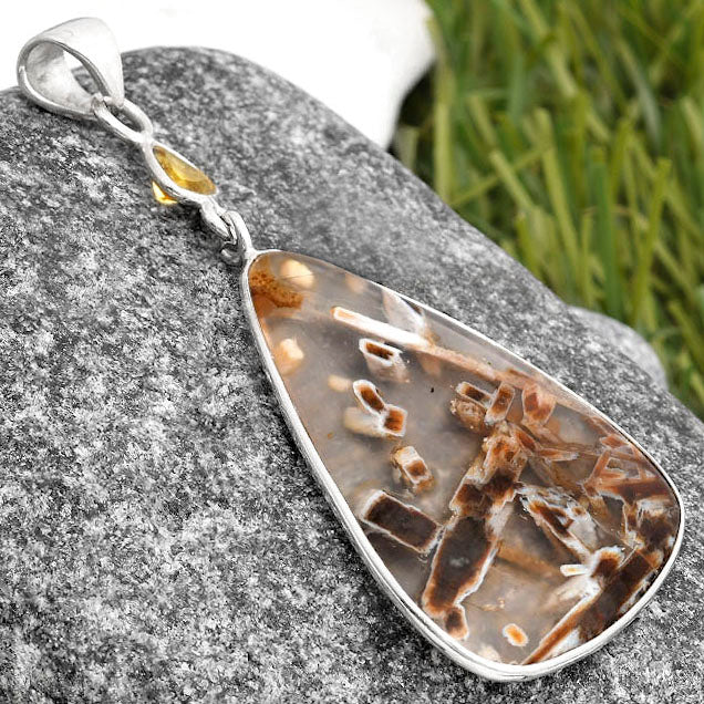 Natural Tube Agate Turkish & Citrine Pendant P-1098 SDP105227