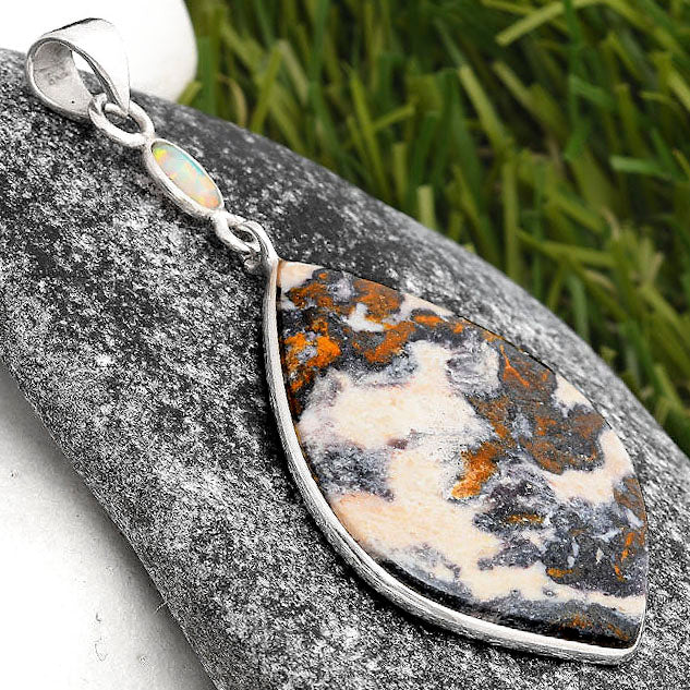 Indian Blanket Jasper & Fire Opal Pendant P-1098 SDP105451