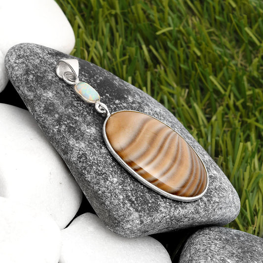 Natural Flint Stone & Fire Opal Pendant P-1098 SDP105525