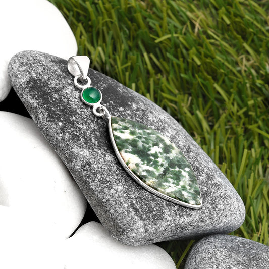 Natural Dioptase & Green Onyx Pendant P-1098 SDP105547