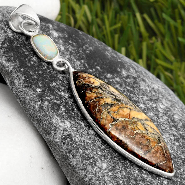 Natural Feder Pyrite & Fire Opal Pendant P-1098 SDP105568