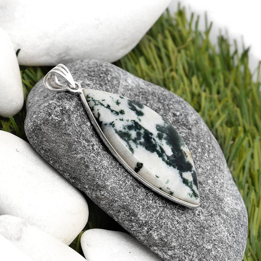 Natural Tree Weed Moss Agate - India Pendant P-1001 SDP105702