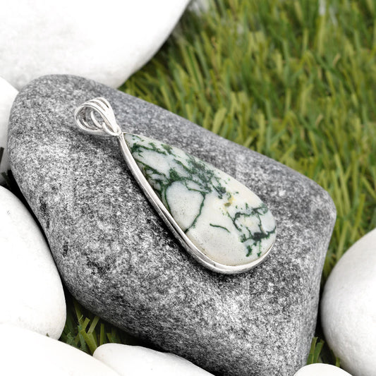 Natural Tree Weed Moss Agate - India Pendant P-1001 SDP105807