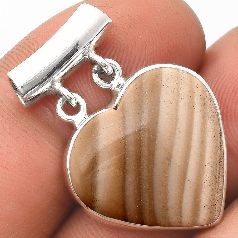 Heart Natural Flint Stone Pendant P-1198 SDP106193
