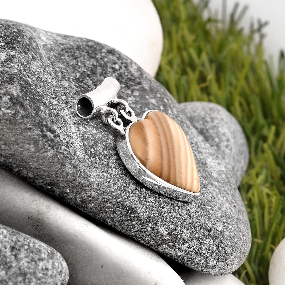 Heart Natural Flint Stone Pendant P-1198 SDP106193