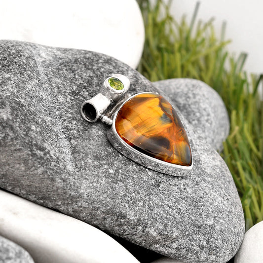 Natural Pietersite Namibia & Peridot Pendant P-1300 SDP106338