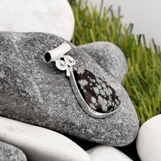 Natural Snow Flake Obsidian Pendant P-1597 SDP106367