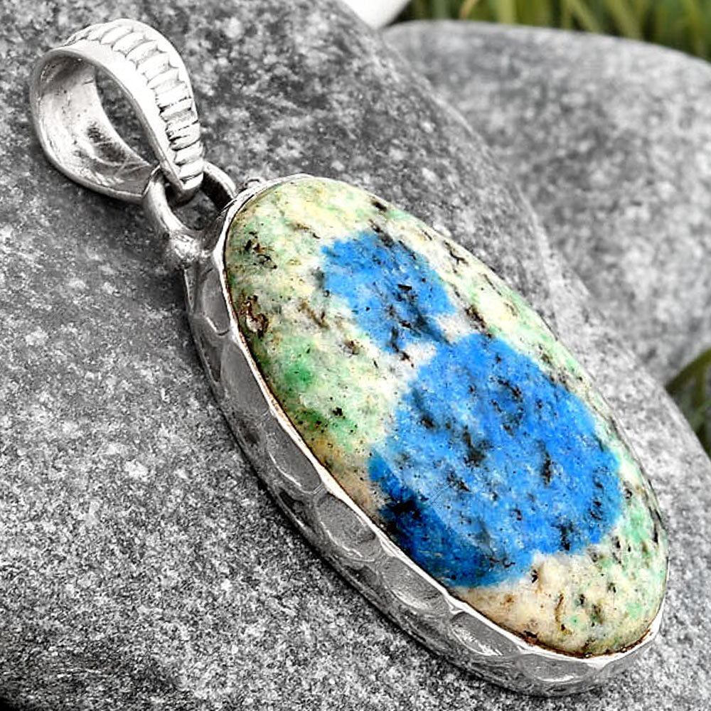 Natural K2 Blue - Azurite In Quartz Pendant P-1082 SDP106812