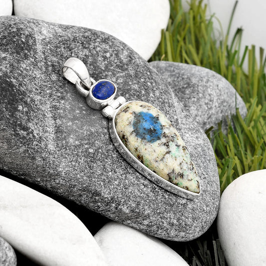 K2 Blue - Azurite In Quartz & Lapis Pendant P-1108 SDP106860