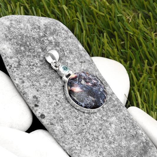 Indian Blanket Jasper & Sky Blue Topaz Pendant P-1077 SDP107046