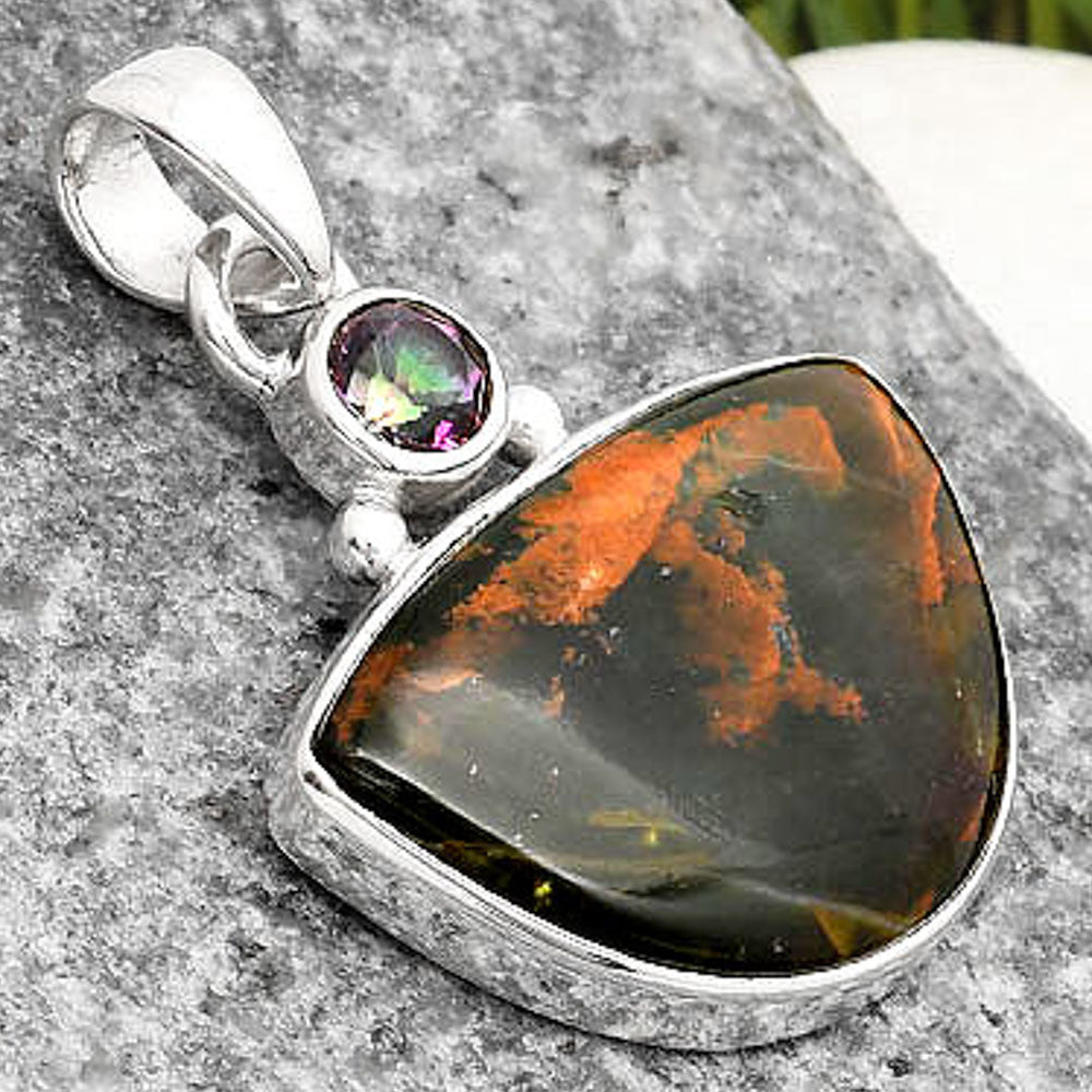 Turkish Rainforest Chrysocolla & Mystic Topaz Pendant P-1077 SDP107057