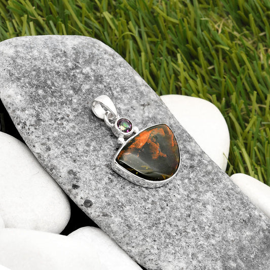 Turkish Rainforest Chrysocolla & Mystic Topaz Pendant P-1077 SDP107057