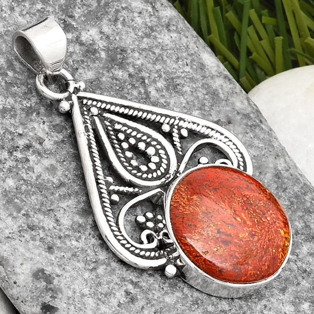 Natural Red Moss Agate Pendant P-1541 SDP107264