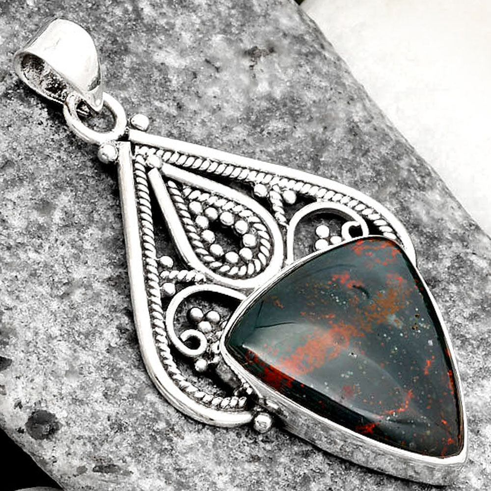 Natural Blood Stone - India Pendant P-1541 SDP107276