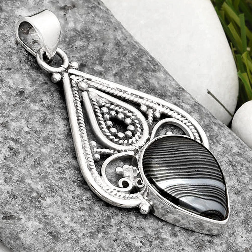 Crown Of Silver Psilomelane - Black Malachite Pendant P-1541 SDP107288