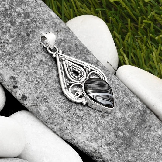 Crown Of Silver Psilomelane - Black Malachite Pendant P-1541 SDP107288