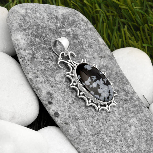 Natural Snow Flake Obsidian Pendant P-1249 SDP107324