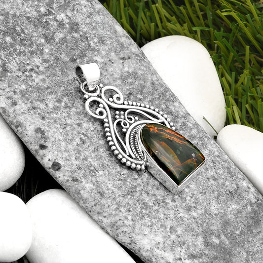 Natural Turkish Rainforest Chrysocolla Pendant P-1541 SDP107360