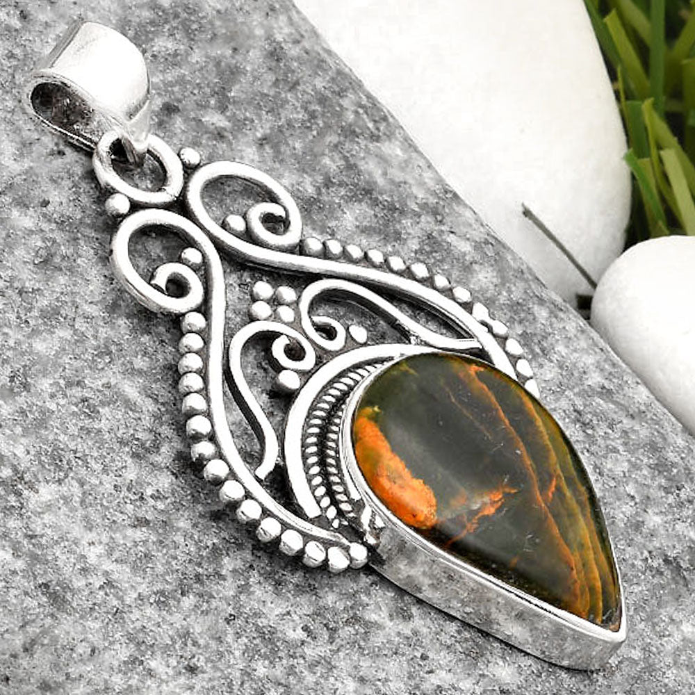 Natural Turkish Rainforest Chrysocolla Pendant P-1541 SDP107361